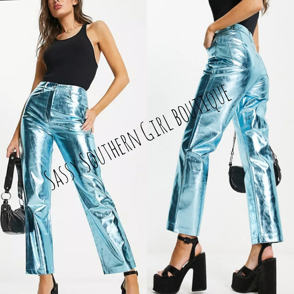 🆕⭐Pink metallic vegan leather pants - Picture 8 of 16